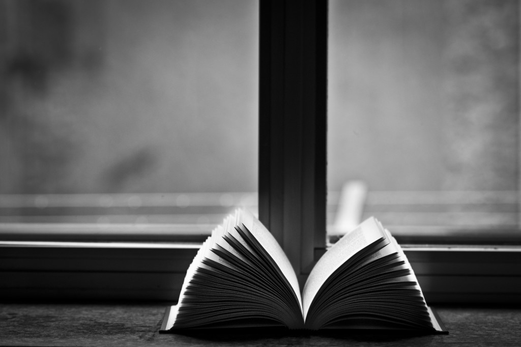 open book in black and white