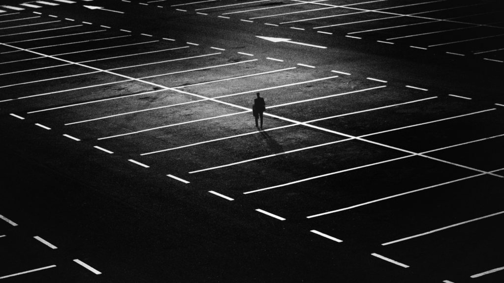 one person walking alone
