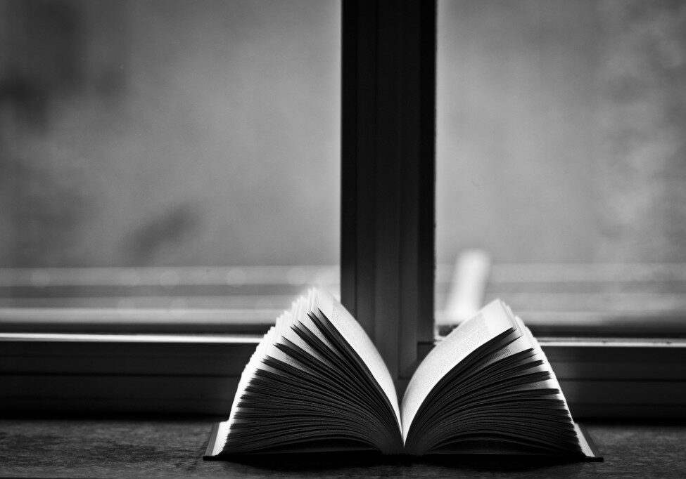 open book in black and white