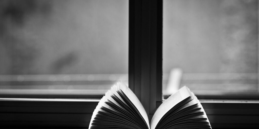 open book in black and white