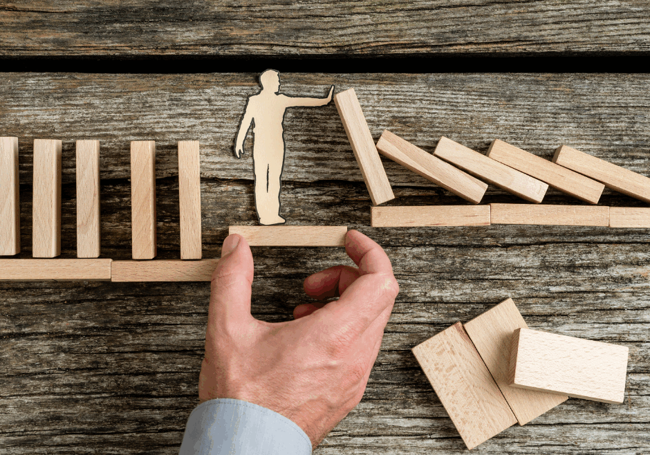 person holding up everything from collapsing