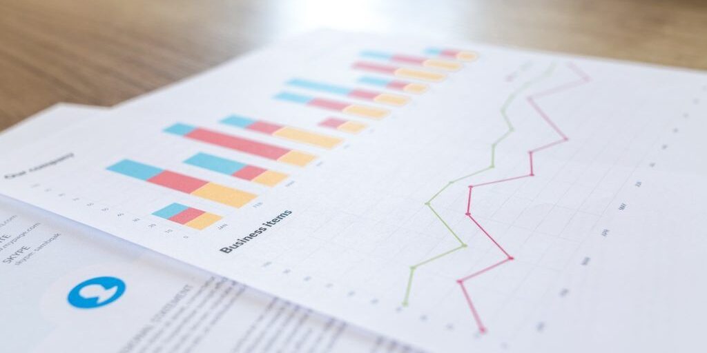 Financial report with charts and graphs