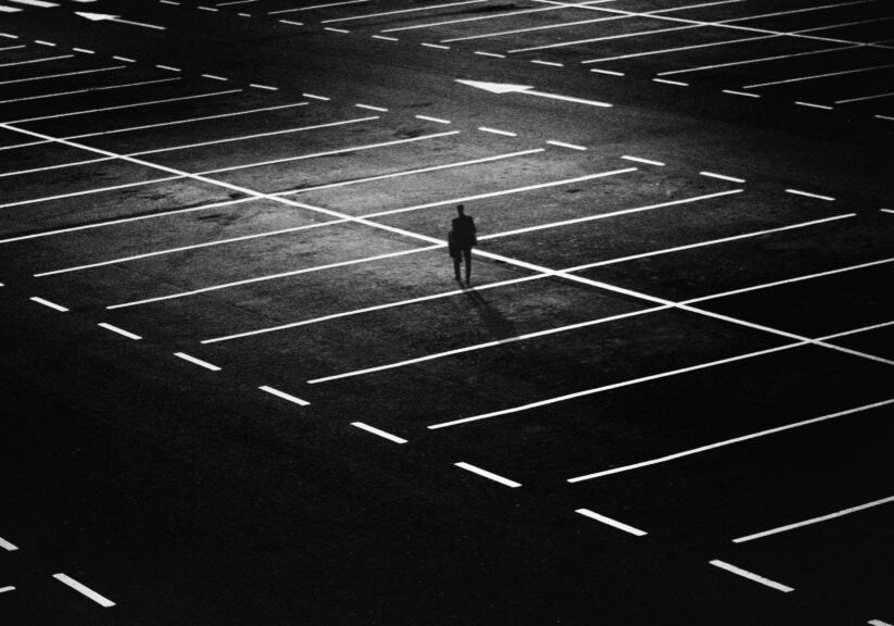 one person walking alone