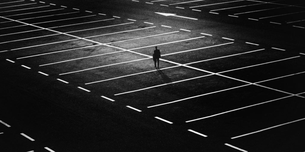 one person walking alone
