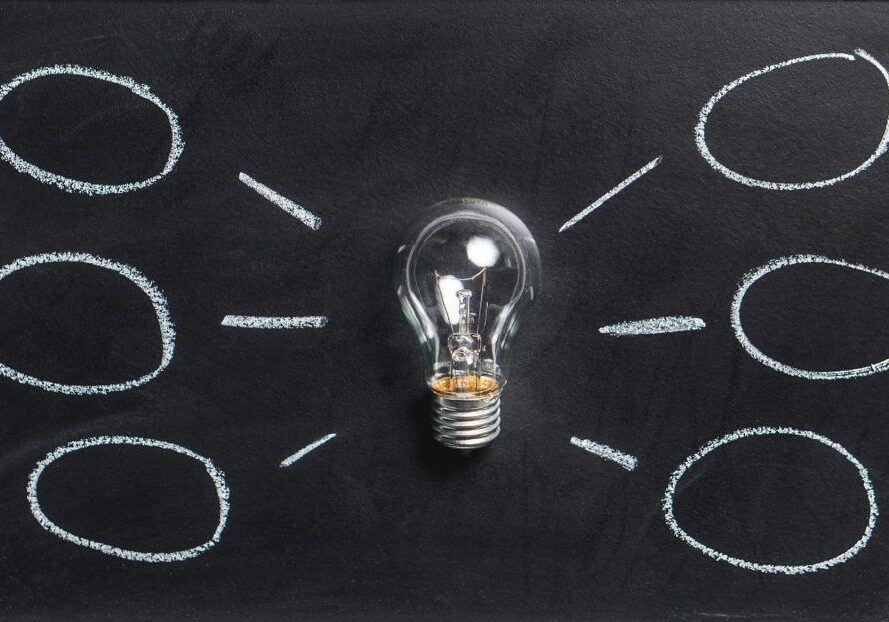 lightbulb with thought bubbles