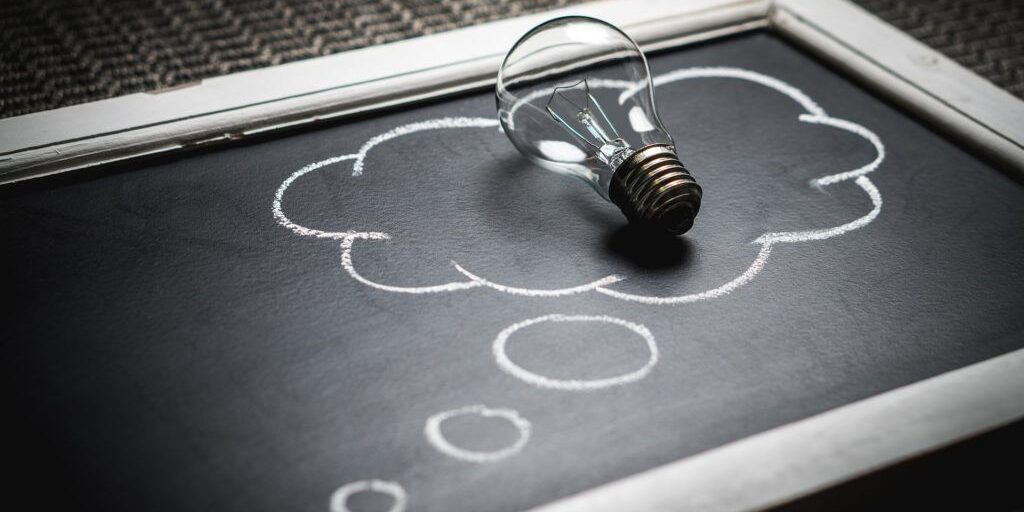 thought bubble with a lightbulb inside